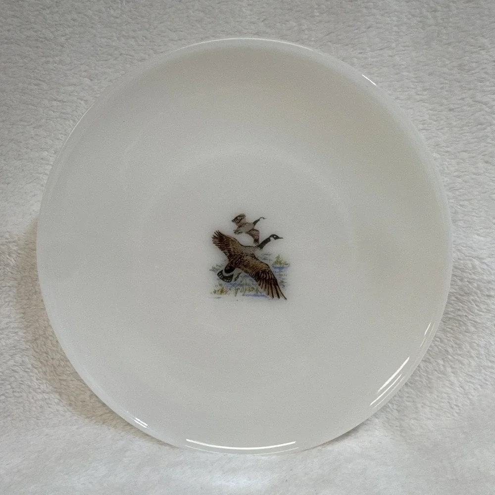 Fire-King Canada Goose Milk Glass Dinner Plate White 9 inch
